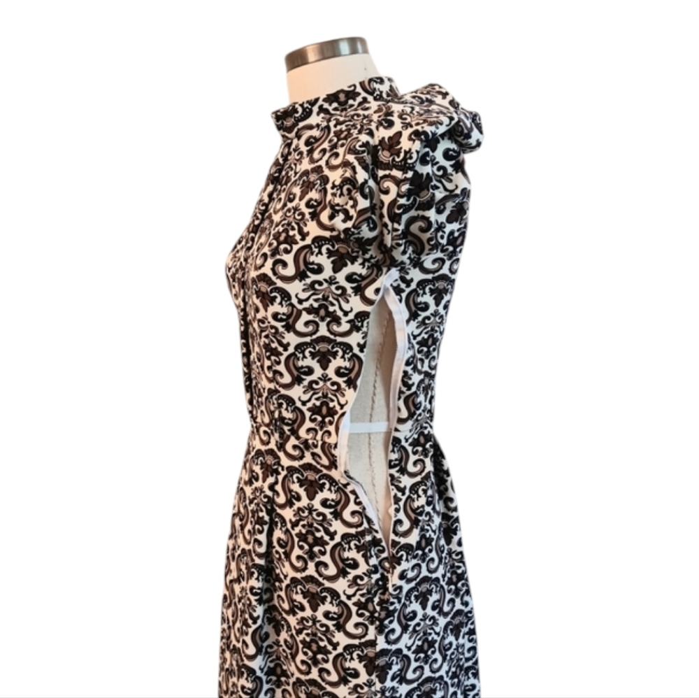 Vintage 70's geometric print maxi hostess dress. Elvin Jones 42, US 6, Small - Picture 3 of 14